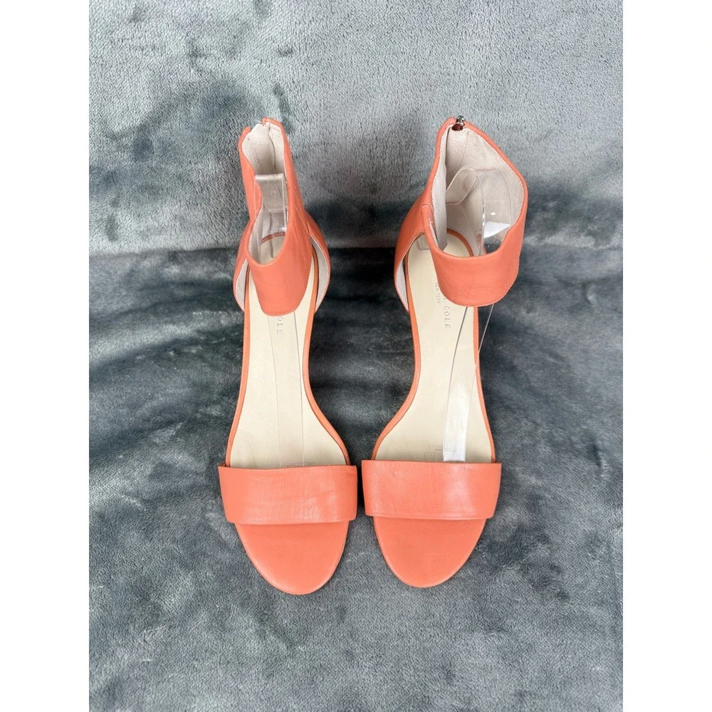 Kenneth Cole Reaction Orange‎ Leather Ankle Strap Wedge Heel Sandals 9.5M
